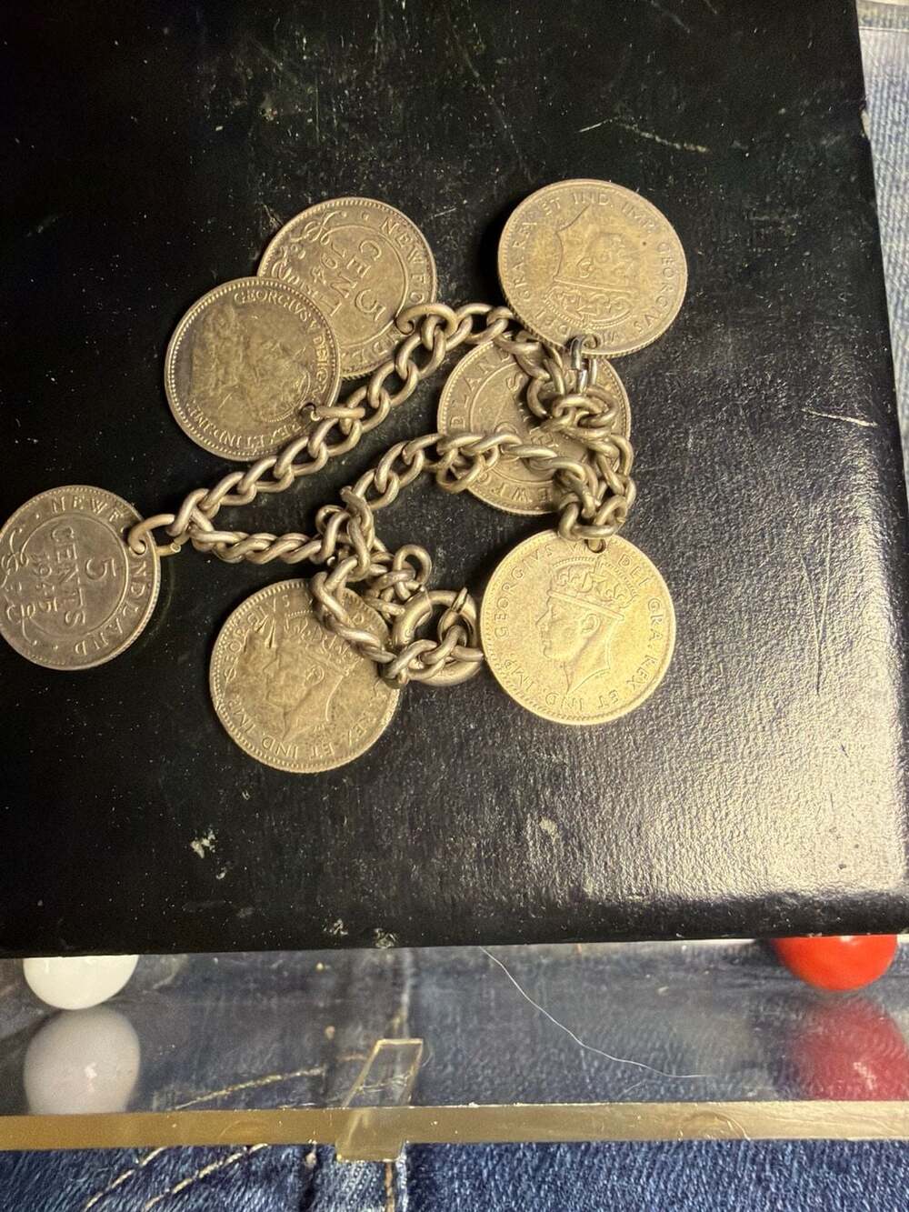 Vintage Newfoundland Silver 5 Cents Coin Charm Bracelet 1929-1945 - Picture 3 of 4